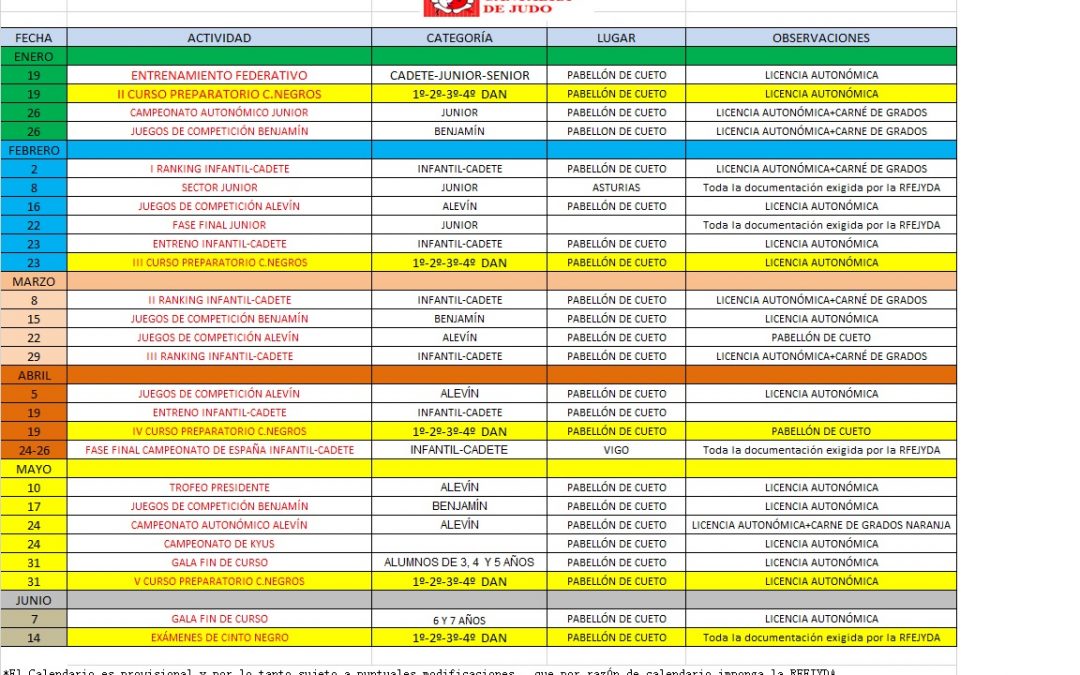 Calendario 2020