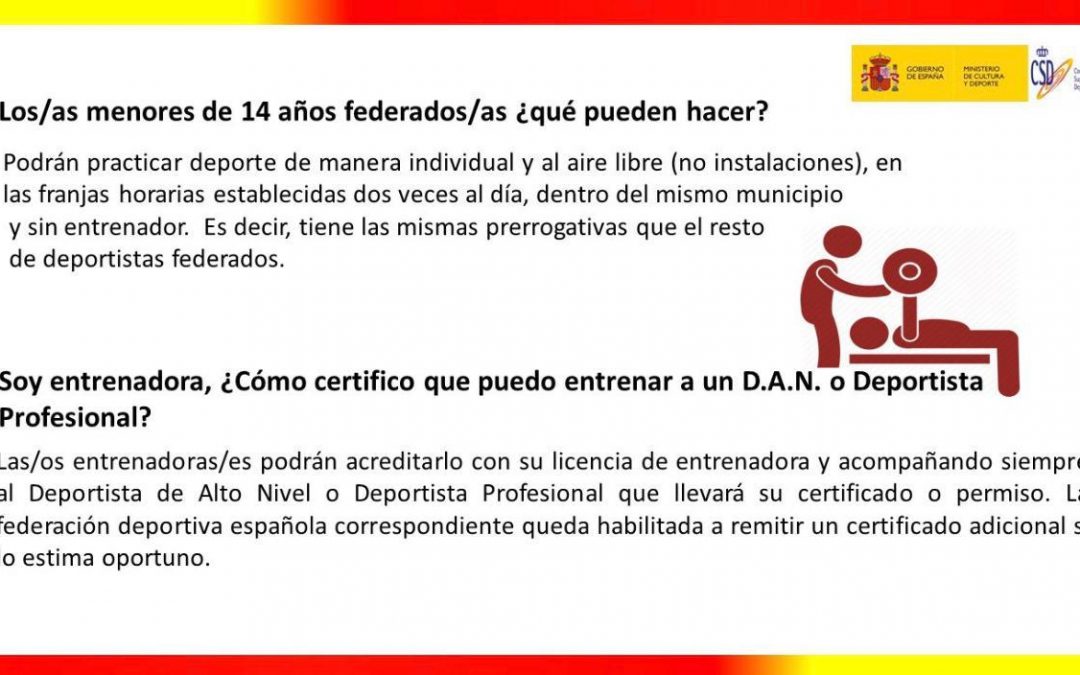 Protocolo básico de actuación para la vuelta a los entrenamientos y el reinicio de las competiciones federadas y profesionales. (06/05/2020)